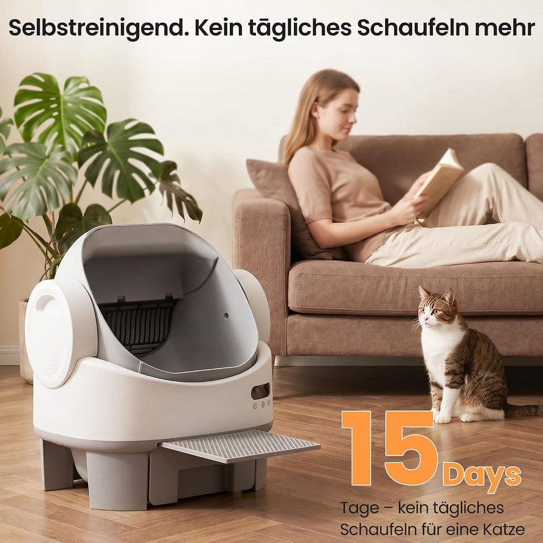 JUMMICO Automatisches Katzenklo, Selbstreinigend Mit Einklemmschutz &amp; Sicherheitsfunktionen, APP-Ste