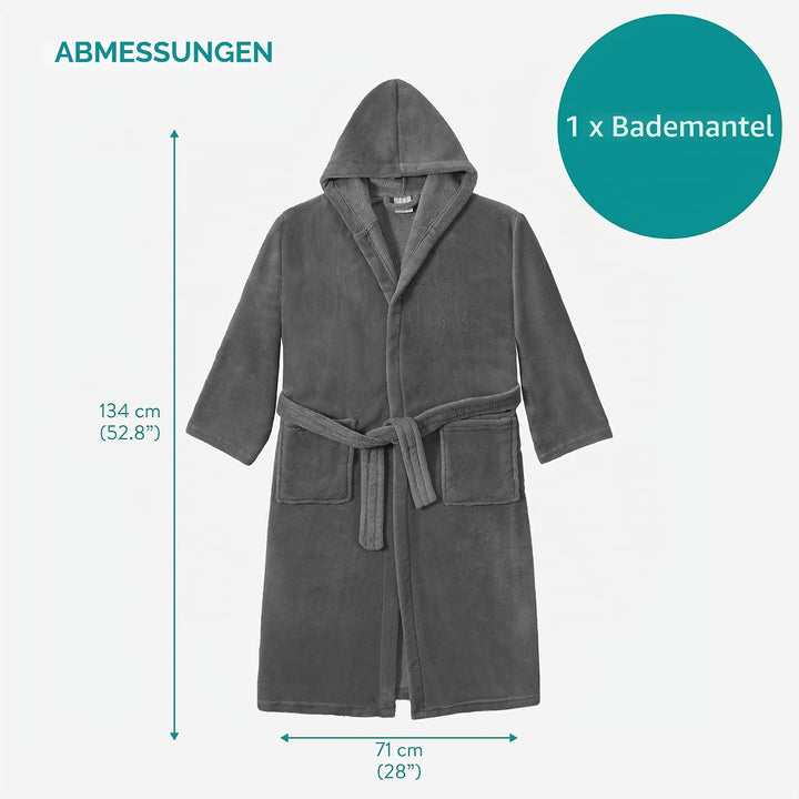 HOMELEVEL Bademantel Morgenmantel Unisex - kuschelweicher Reisebademantel Saunamantel - Mikrofaser M