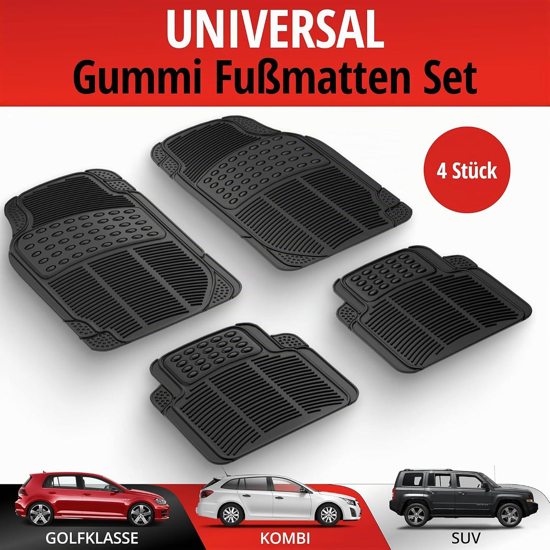 Walser Universal Auto-Gummimatten-Set Spartakus, Automatten 4-teilig zuschneidbar, Universal Antirut
