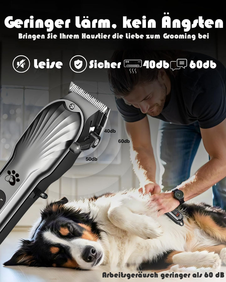 Hundeschermaschine Profi für Dichtes Fell, Schermaschine Hund, Tierhaarschneidemaschine mit LED-Anze