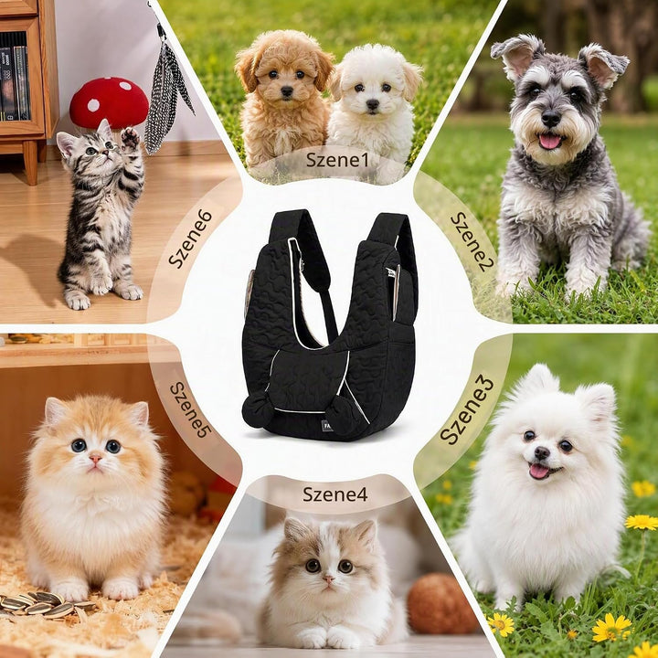 Nylon Handfreie Hunde-Tragetasche für Kleine Hunde &amp; Katzen, Schwarz