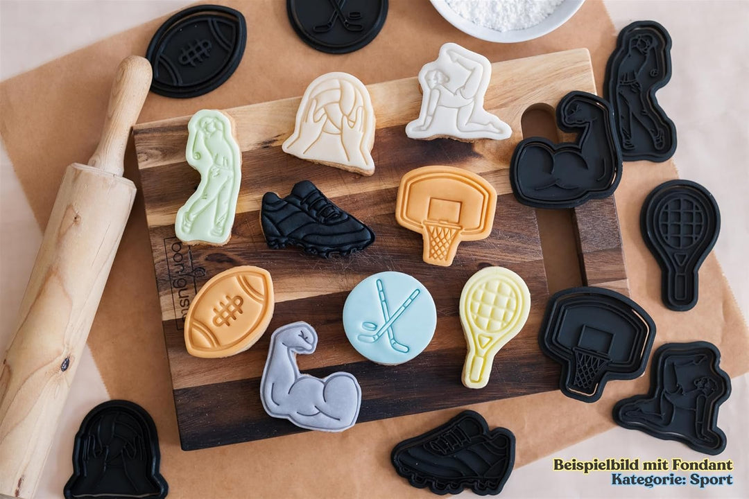 Trophäen Keksausstecher Set 4-teilig – PLA 3D-Druck – Ausstechformen mit Prägung: Pokal, Medaille, A