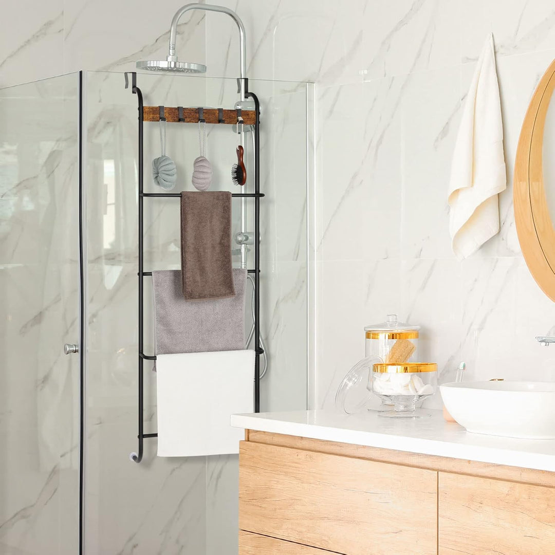 Tür-Handtuchhalter, Türhalter, Organizer, Badezimmer, Türregal für Handtücher (schwarz), Schwarz