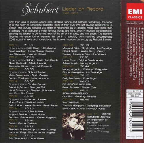 Schubert Lieder on Record 1898-2012, Audio-CD