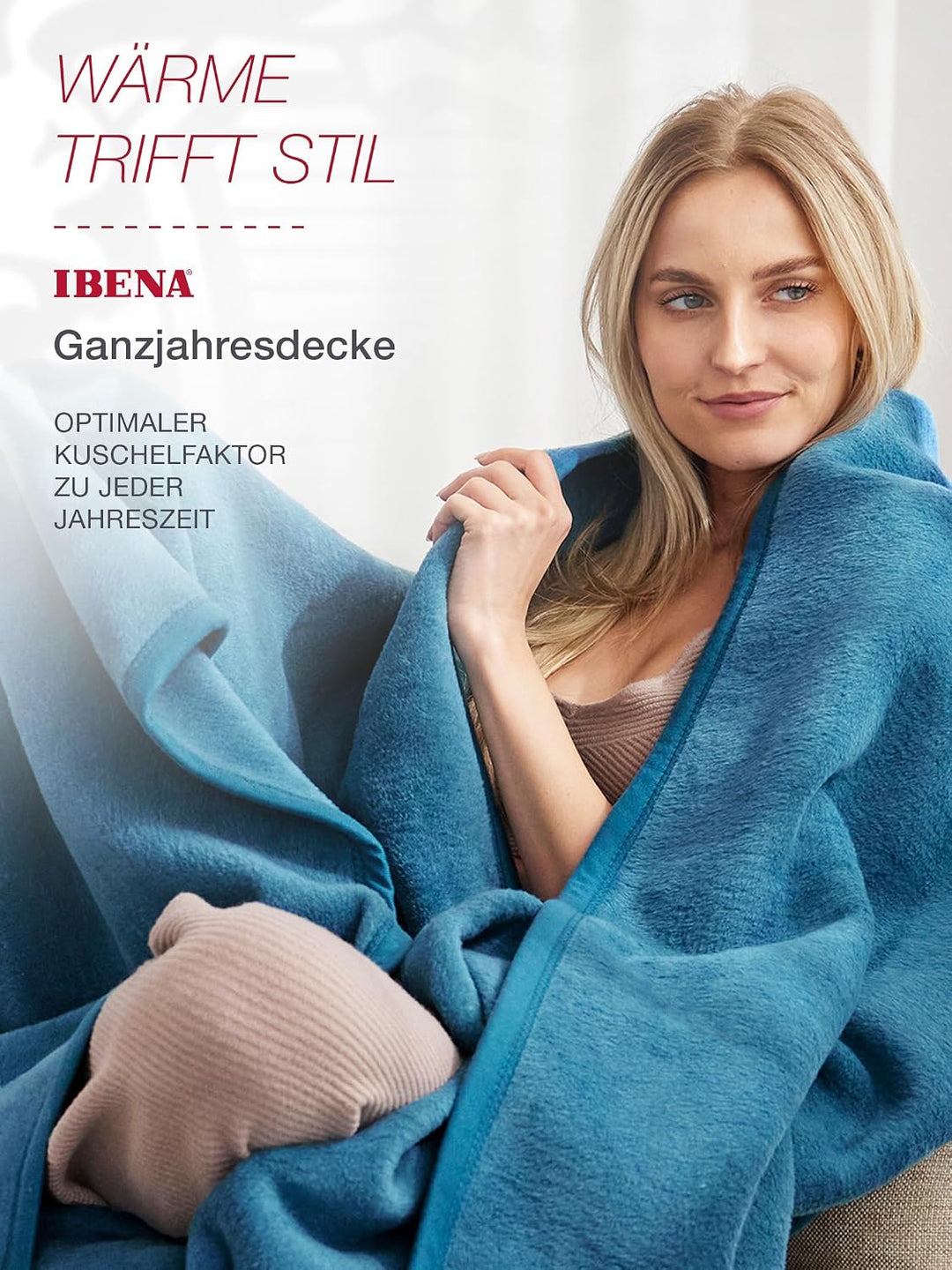 Ibena Porto Decke 150x200 cm – Baumwollmix weich, warm &amp; waschbar, Kuscheldecke petrol einfarbig 150