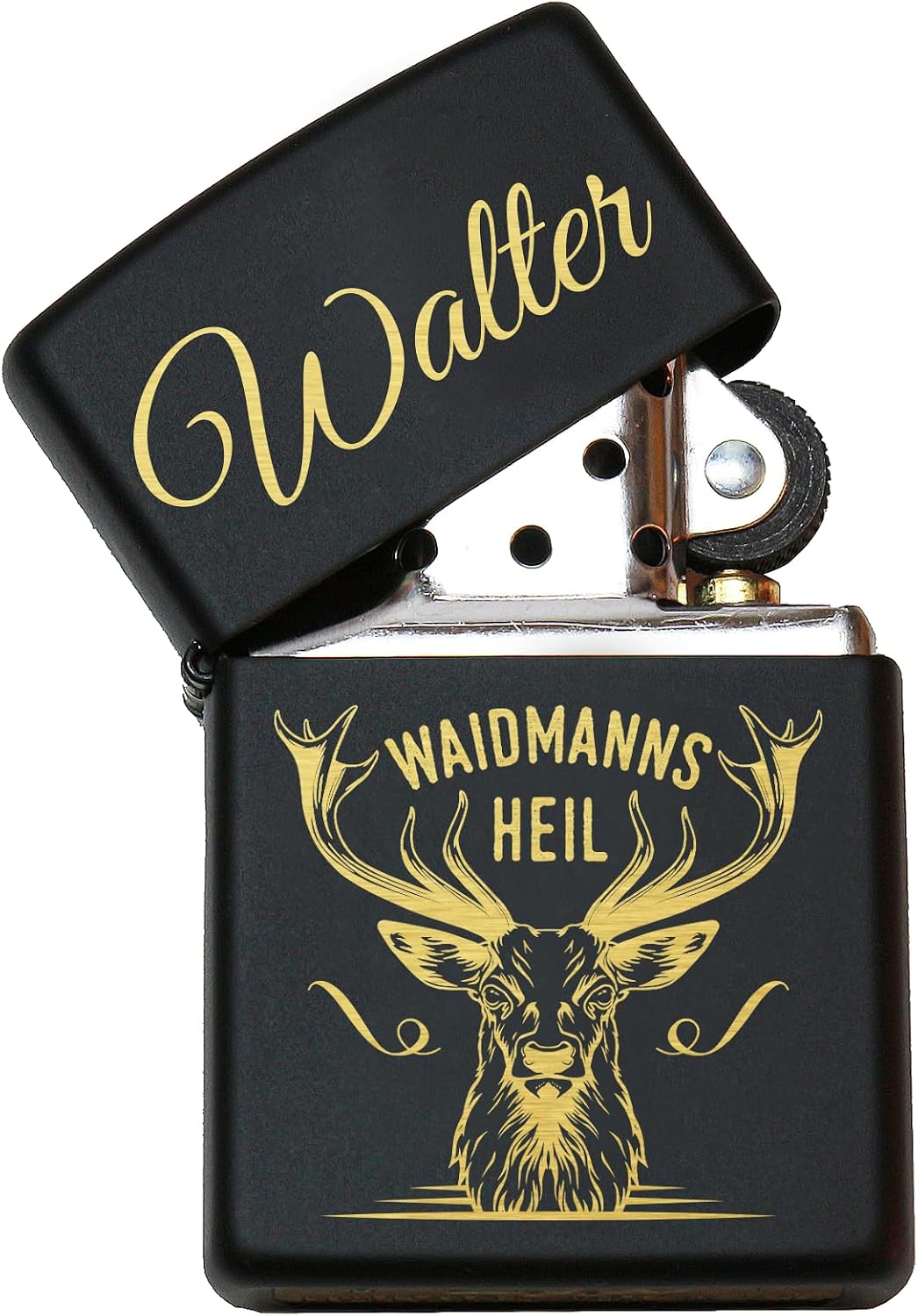 Waidmannsheil Hirsch Zippo Feuerzeug mit Gravur personalisiert | Geschenkidee Jäger Geschenke Männer