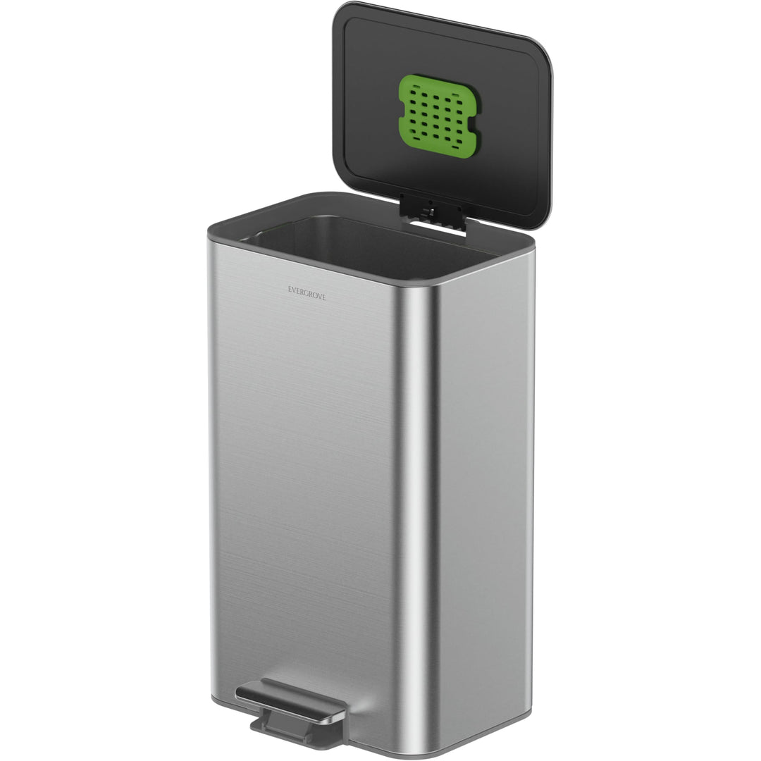 EverGrove Recycling Edelstahl-Mülleimer mit Fusspedal Silber, Silber