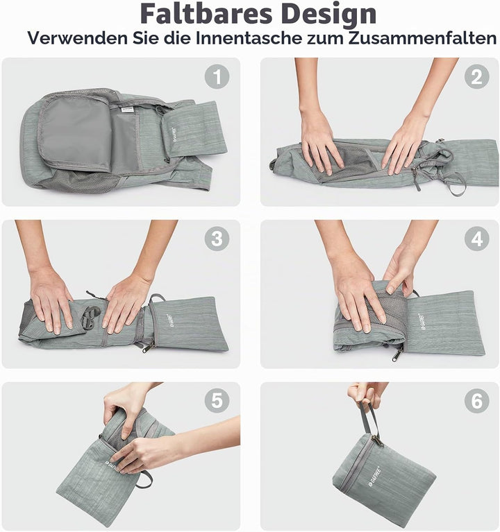 G4Free 10/15/20L Faltbarer Rucksack Klein, Wanderrucksack Leicht, Tagesrucksack Damen Herren für Wan