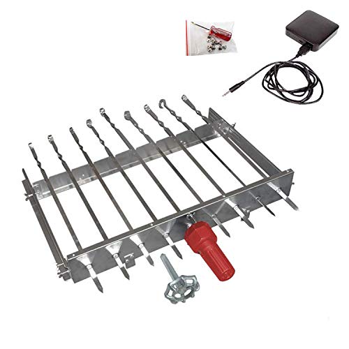 Olymp Mehrfacher Drehspiess Sesam mit Motor und Powerbank für 9 Spiesse, L-62 cm, Breite regulierbar