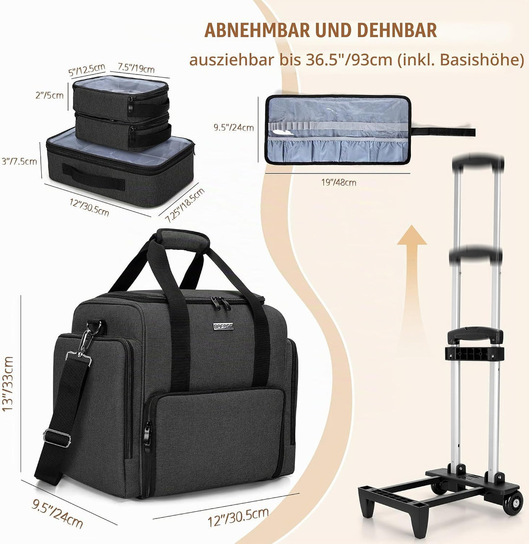BAFASO Kosmetikkoffer Trolley, Make up Koffer Gross, Schminkkoffer Damen mit Rollen, Abnehmbar Kosme