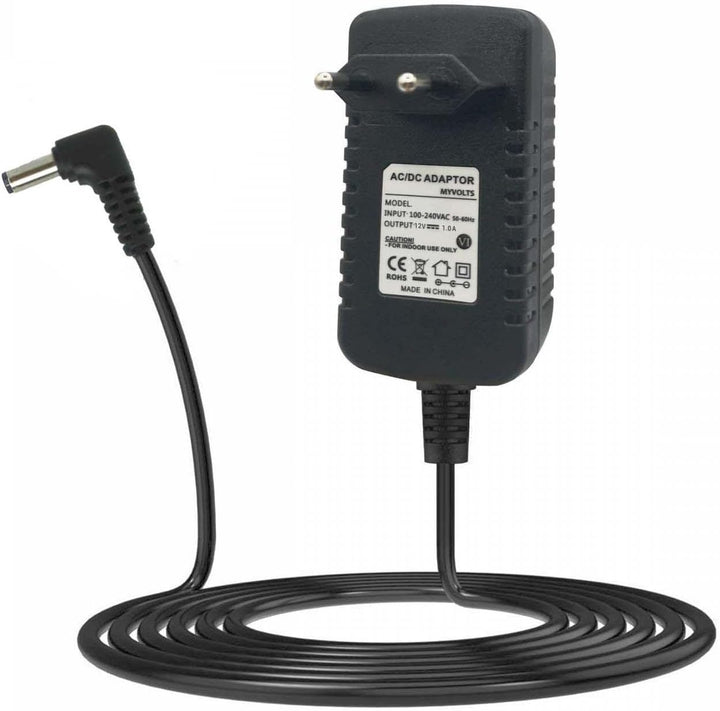 MyVolts 12V EU-Netzteil kompatibel mit Tascam 414 MKI Portastudio - mit Verlängerungskabel und Inlin