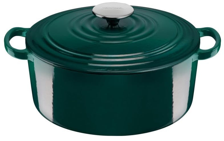 Tefal E2764604 Schmortopf aus Gusseisen, rund, Waldgrün