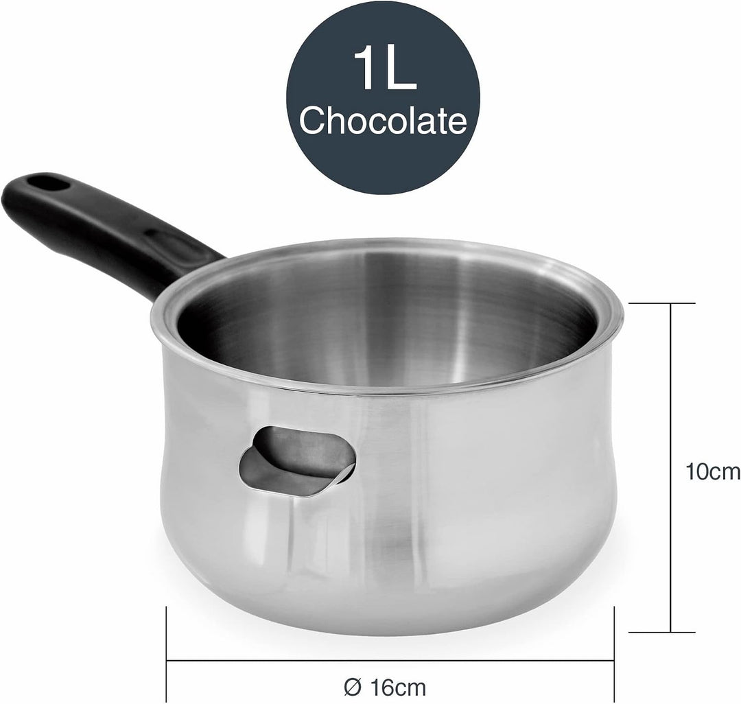 LACOR - 62600 - Wasserbadetopf, 18/10 Edelstahleimer, hitzebeständiger Griff, seitliche Öffnung für