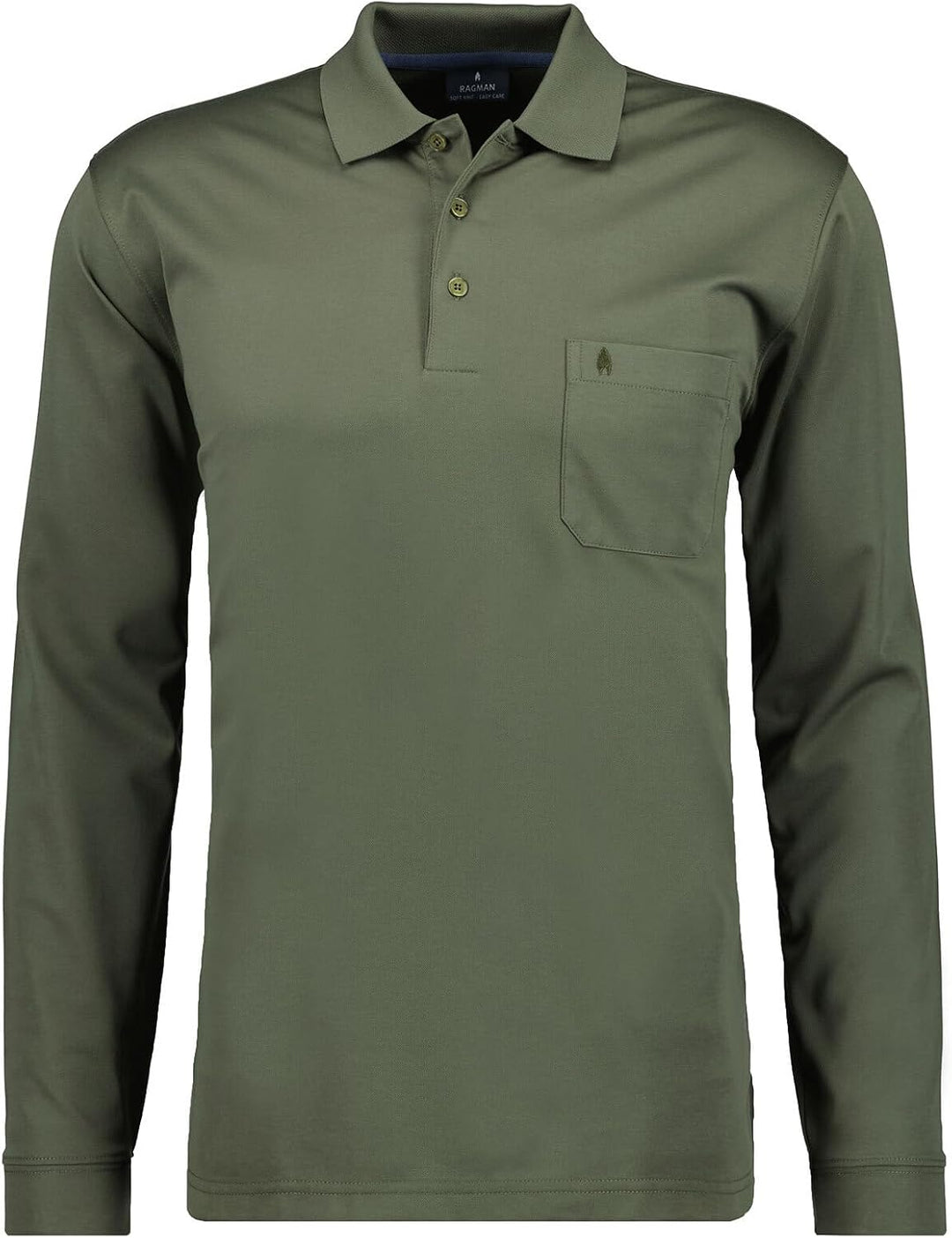 RAGMAN Herren Softknit-Polo mit Brusttasche, Langarm S Dunkelgrün-393, S Dunkelgr&amp;