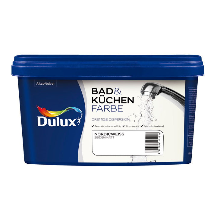 Dulux 5087520 Bad- &amp; Küchenfarbe matt, Nordicweiss Nordicweiss, Nordicweiss