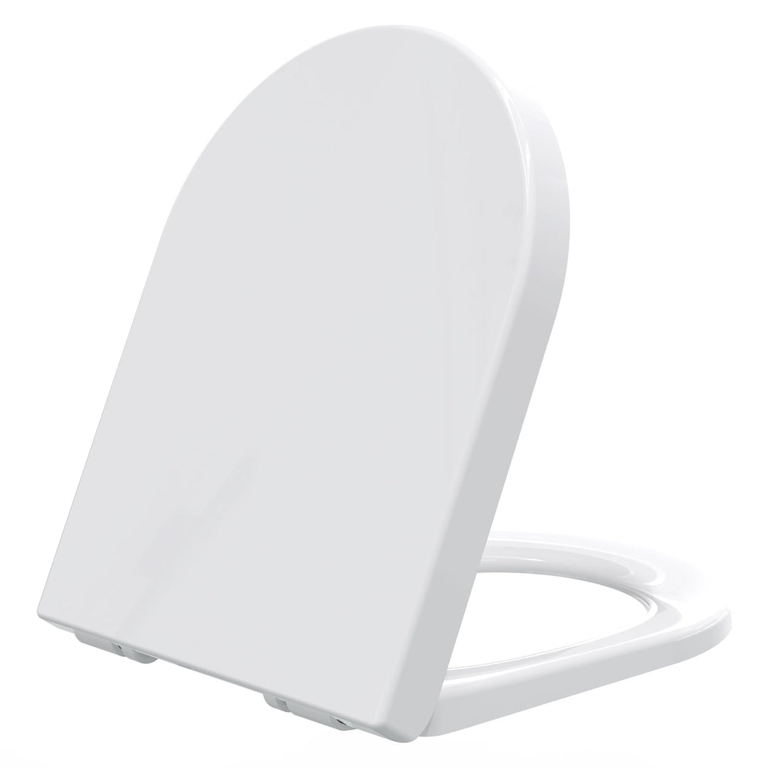 SAMODRA Premium Toilettendeckel D-Form,WC Sitz mit Absenkautomatik,Weiss Klodeckel mit Quick-Release