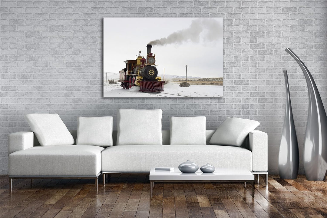 deyoli besondere alte Dampflokomotive Format: 100x70 als Leinwandbild, Motiv fertig gerahmt auf Echt