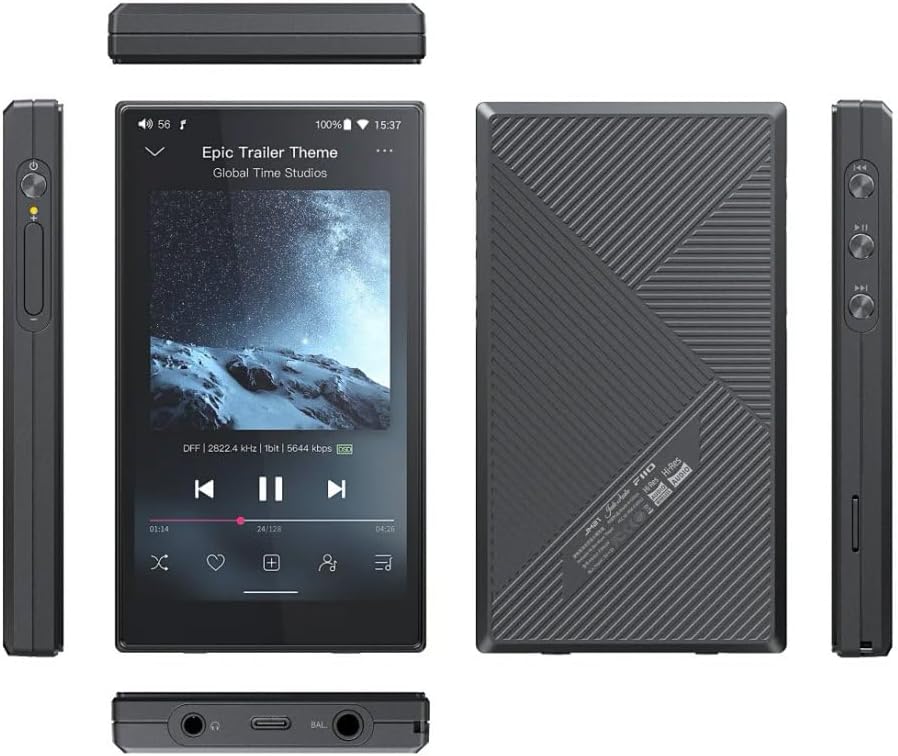 FiiO JM21 Digitaler Audio-Player mit 4 + 64 GB Speicher (Schwarz), Schwarz