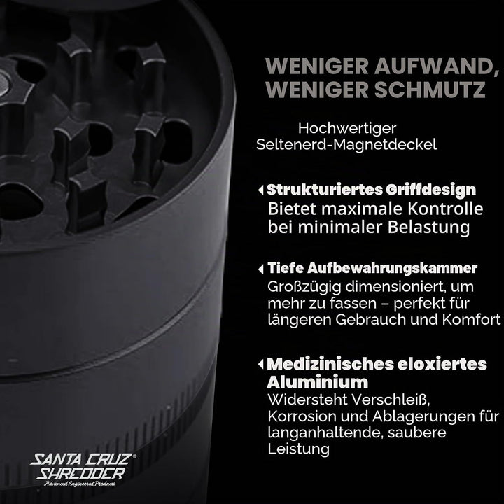 Santa Cruz Shredder Kräutermühle, 3-teilig, mittelgross, 5,4 cm, hervorragender Griff und Aluminium,