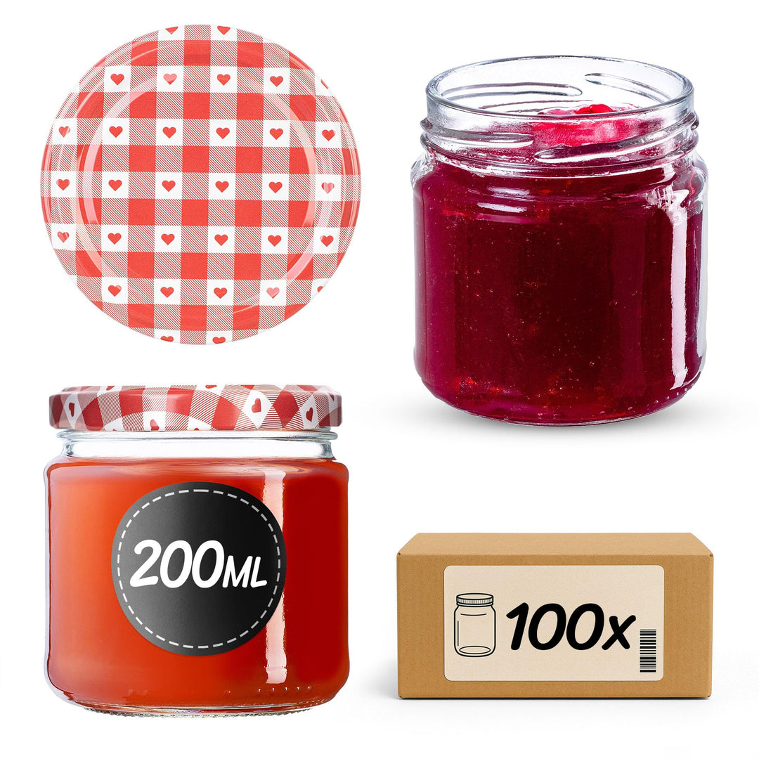 KADAX 100er Set Einmachgläser 200ml TO66, Marmeladengläser Vorratsgläser Mason Jar mit Schraubdeckel