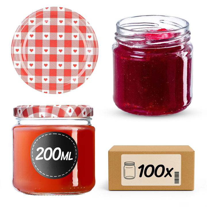 KADAX 100er Set Einmachgläser 200ml TO66, Marmeladengläser Vorratsgläser Mason Jar mit Schraubdeckel