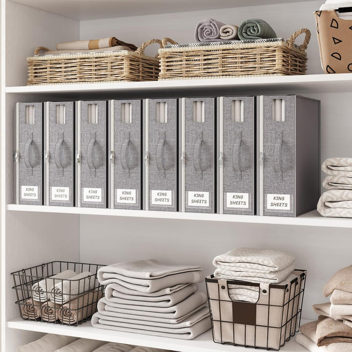Lifewit 8 Stück Faltbarer Aufbewahrungstasche, Bettwäsche Organizer, Grau Grau M 8, Grau M 8