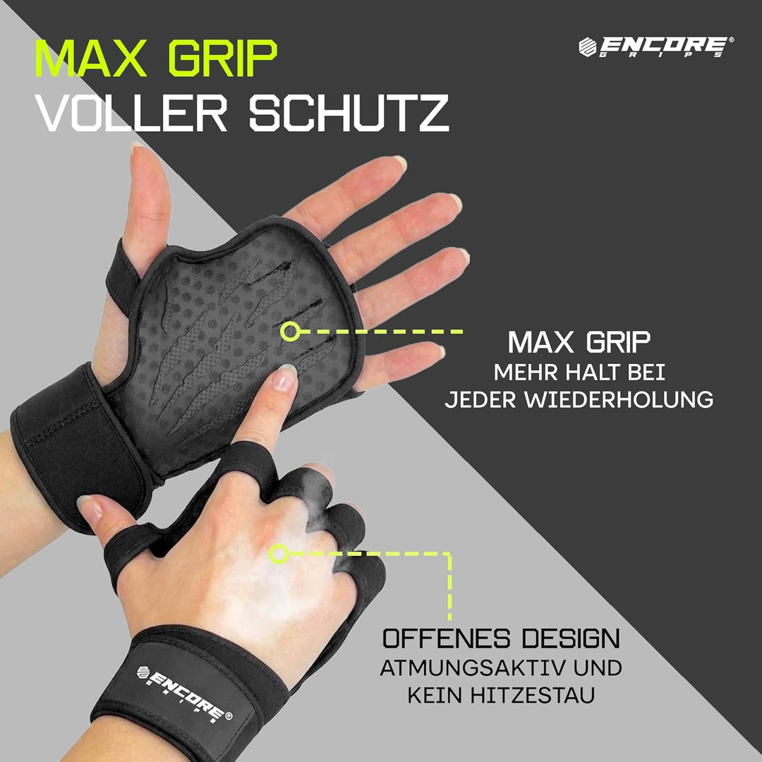 Griffpolster Kraftsport Herren &amp; Damen – Fitness Handschuhe Alternative offen, 3D Gummi Antirutschfl