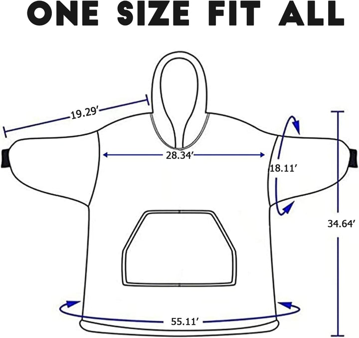 Übergrosse Hoodie Decke mit Taschen, Winter Super Weich und Bequem Damen Flanell Kapuzenpullover Kus