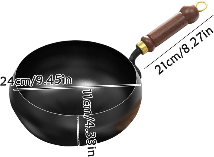 Handmade Iron Pan With Wooden Handle, Chinese Wok, Non-stick Pan, Eisenpfanne, Frying Pan, Hand Forg