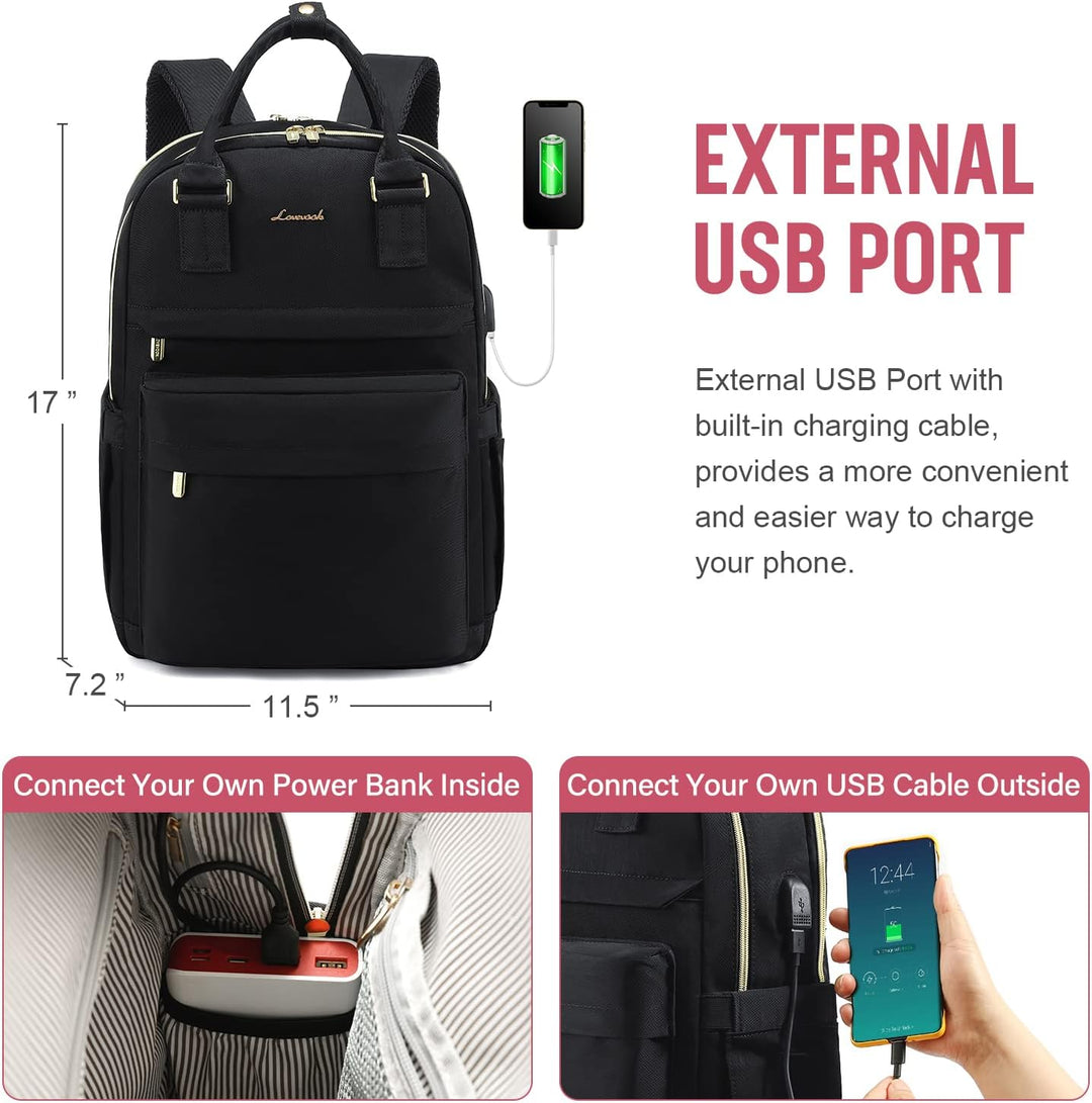 LOVEVOOK Rucksack Damen, 15,6 Zoll Laptop Rucksack Schulrucksack Mädchen Teenager mit Laptopfach, Wa