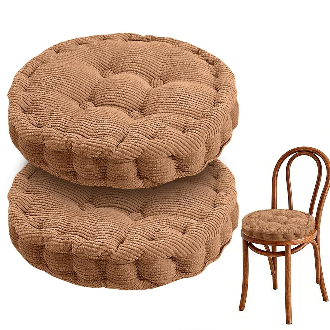 2er Set Stuhlkissen Rund, Sitzkissen 40 x 40 cm, Dicke Bodenkissen Sitzpolster Indoor/Outdoor, Kisse