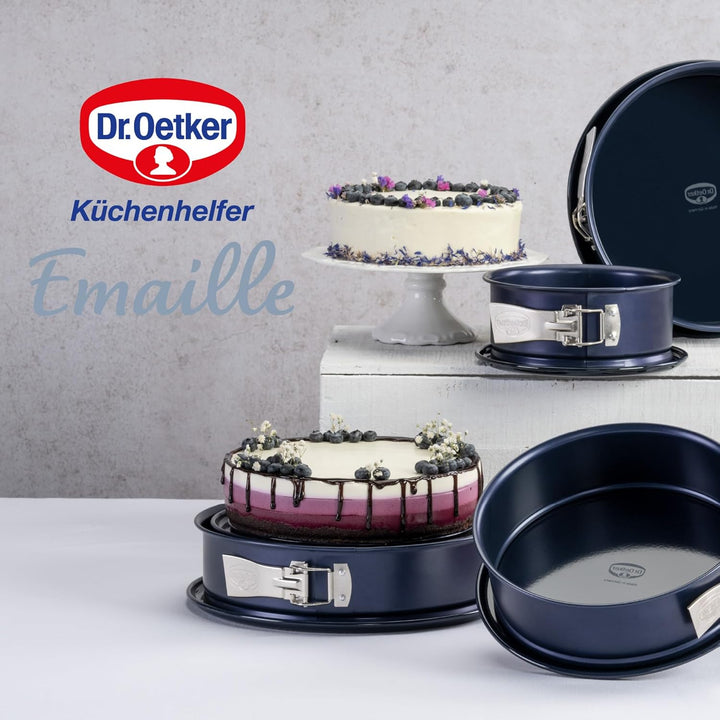 Dr. Oetker Springform Ø 28 cm Back-Liebe Emaille – Runde Backform mit schnitt- &amp; kratzfestem Emaille