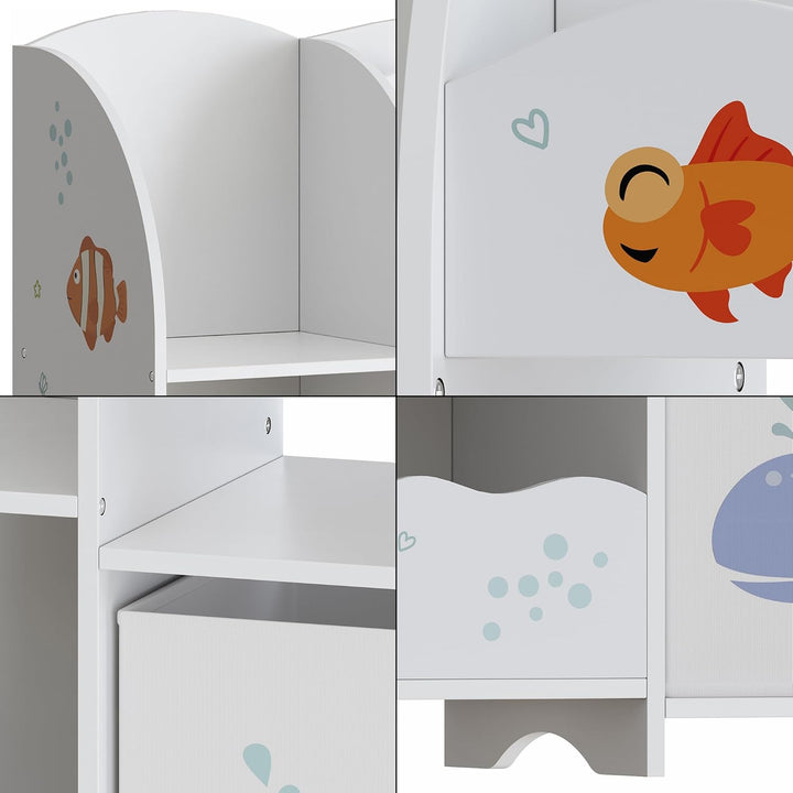 [en.casa] Kinderregal Lysekil Bücherregal für Kinder mit 2 Aufbewahrungsboxen Spielzeugregal 100 x 9
