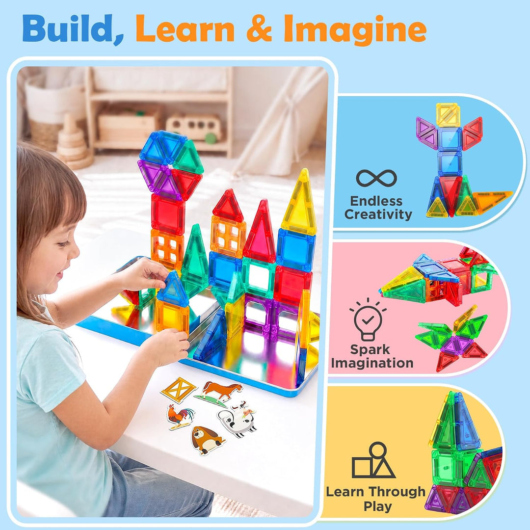 URMYWO Magnetische Bausteine Mini Reiseset für Kinder 3–8 Jahre, 42pcs 36PSC, 36PSC