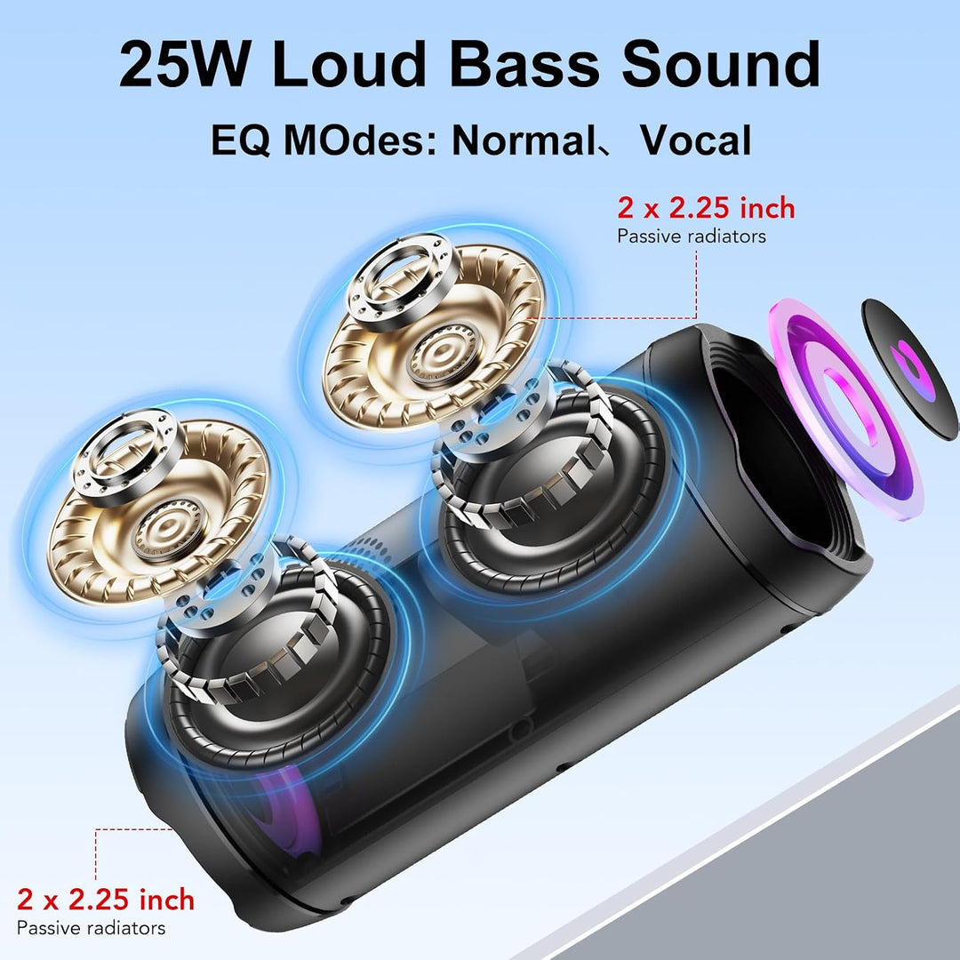 Bluetooth Lautsprecher mit Licht, Bluetooth 5.4 Musikbox,25W Dual Lautsprecher, LED Anzeige &amp; 25 Std
