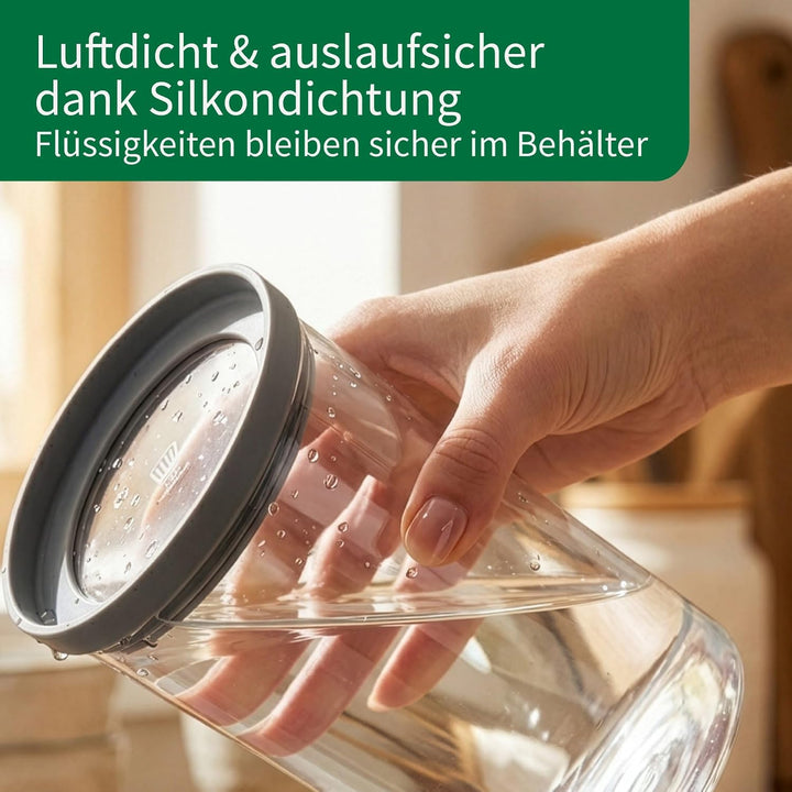 FACKELMANN Chefkoch trifft 4er Set Vorratsbehälter mit Glasdeckel – 2 L, Borosilikatglas, luftdicht
