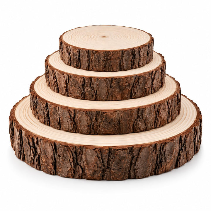 Holzscheiben Set 20 cm Naturholz mit Rinde Baumscheiben 24 Stück 20-22cm Holzscheiben, 24 Stück 20-2