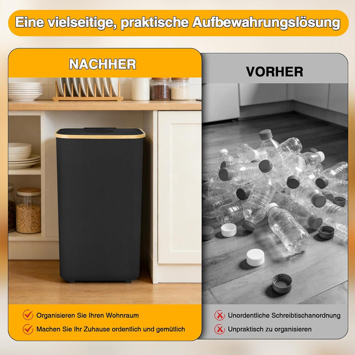 Pfandflaschen Sammelbehälter 110L, Gross Pfandflaschen Behälter mit 2 Tragetaschen und Deckel, Faltb