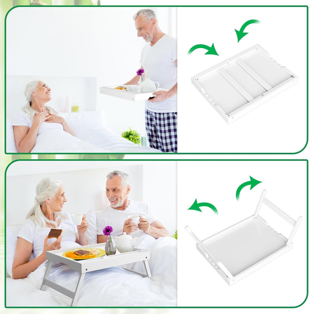 Bett Tablett Tisch mit faltbaren Beinen, Bambus Frühstück Food Tablett mit Media Slot, Verwendung al