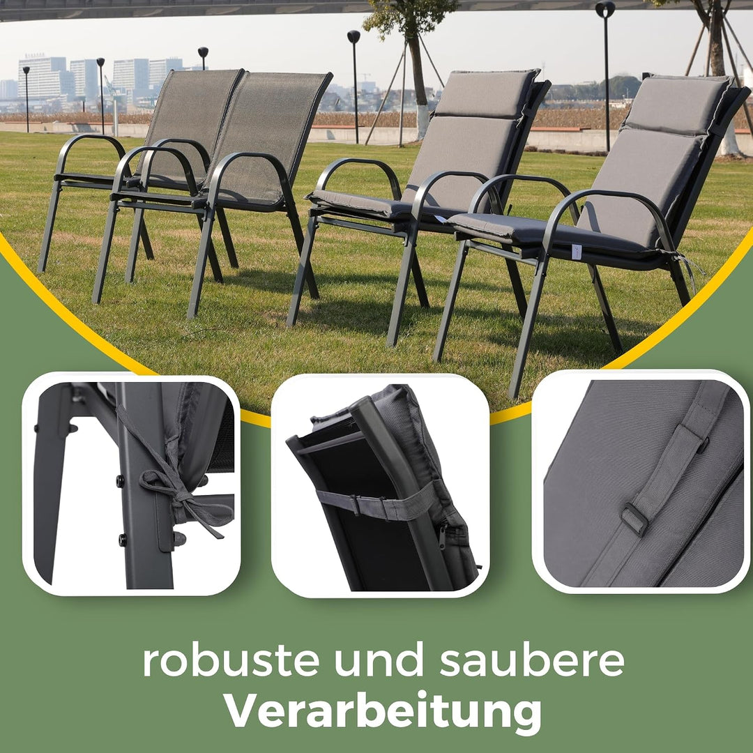 ALBATROS Gartenstuhl Sitzauflage 2er Set Gartenstuhlauflagen Sitzpolster Sitzkissen Outdoor Anthrazi