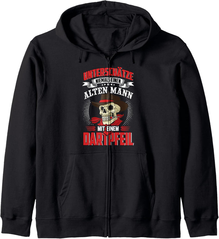 Unterschätze niemals einen alten Mann mit einem Dartpfeil Kapuzenjacke