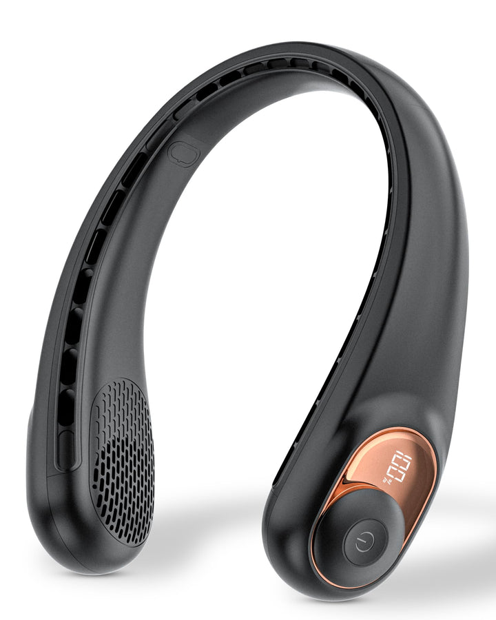 TUNISE Nackenventilator, persönlicher Ventilator mit LED-Display,per USB-C aufladbar, 4000-mAh-Akku,