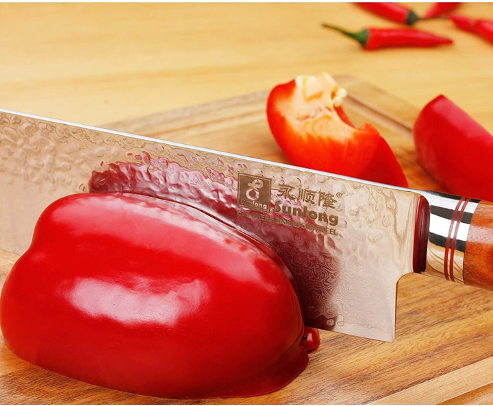 Sunlong VG10 - Acciaio Damasco, coltello Nakiri per verdure/Coltello Usuba da cuoco per verdure con