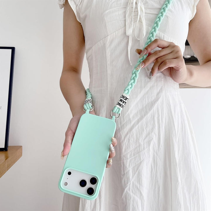 Emlivi Handykette Hülle für iPhone 17 Pro Necklace Handyhülle Nylon Schultergurt Liquid Silikon TPU