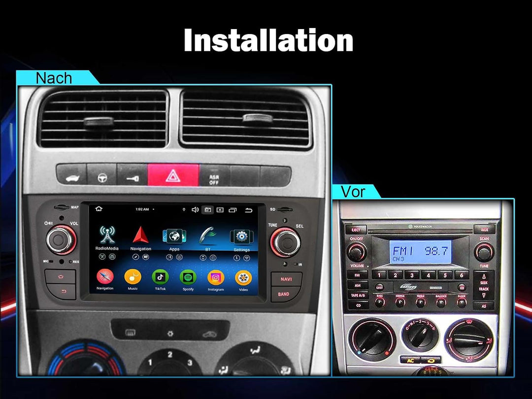 Erisin 8-Kern 4GB+64GB Android 14 Autoradio mit GPS Navi für FIAT Grande Punto FIAT Linea Unterstütz