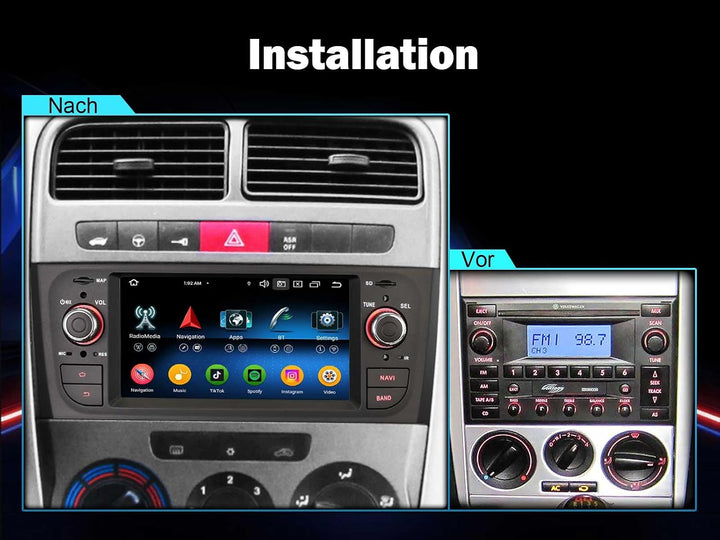 Erisin 8-Kern 4GB+64GB Android 14 Autoradio mit GPS Navi für FIAT Grande Punto FIAT Linea Unterstütz