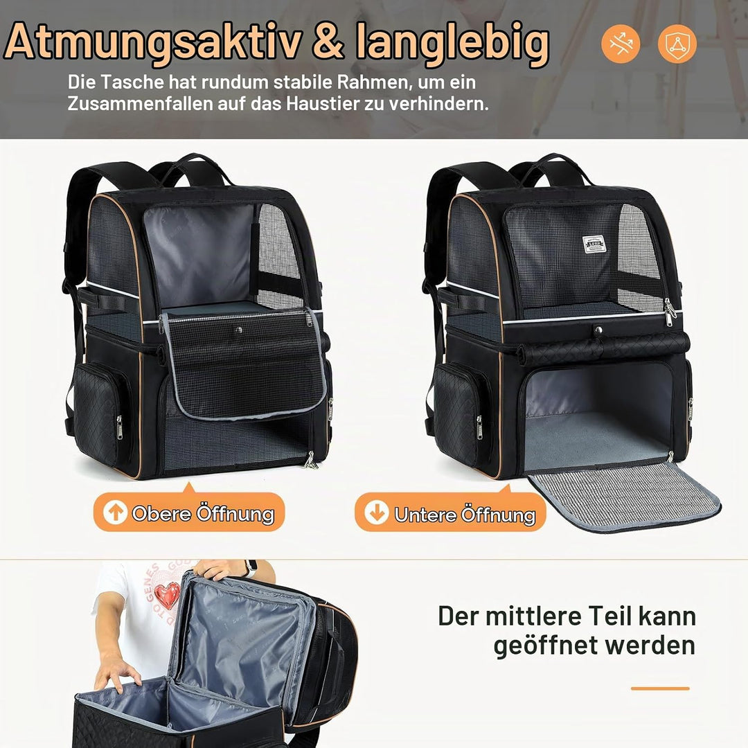 Lekespring Doppellagige Katzen Rucksack für 2 Katzen Grosse Katzen Transport Rucksack Faltbare Haust