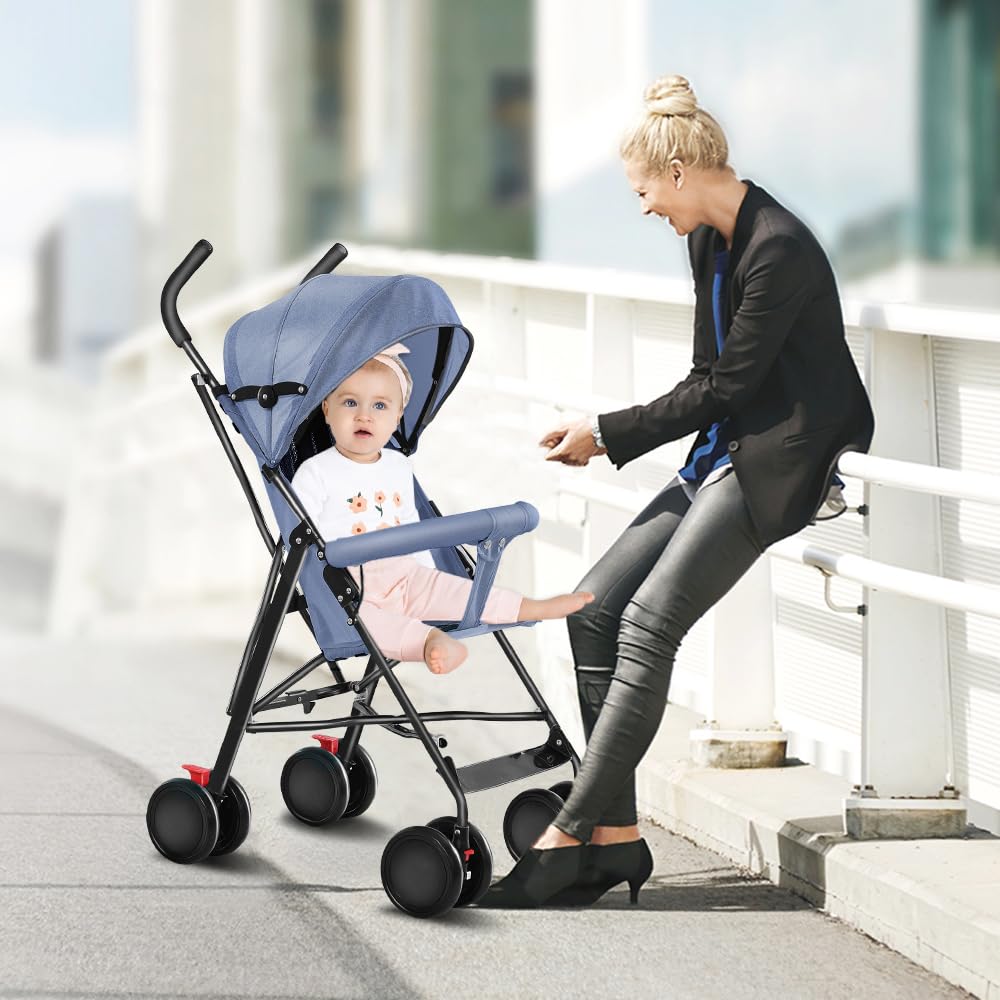 Kinderwagen, faltbar, für Babys von 0 – 4 Jahren, verstellbare Sonnenblende, stossfeste Räder, Kapaz