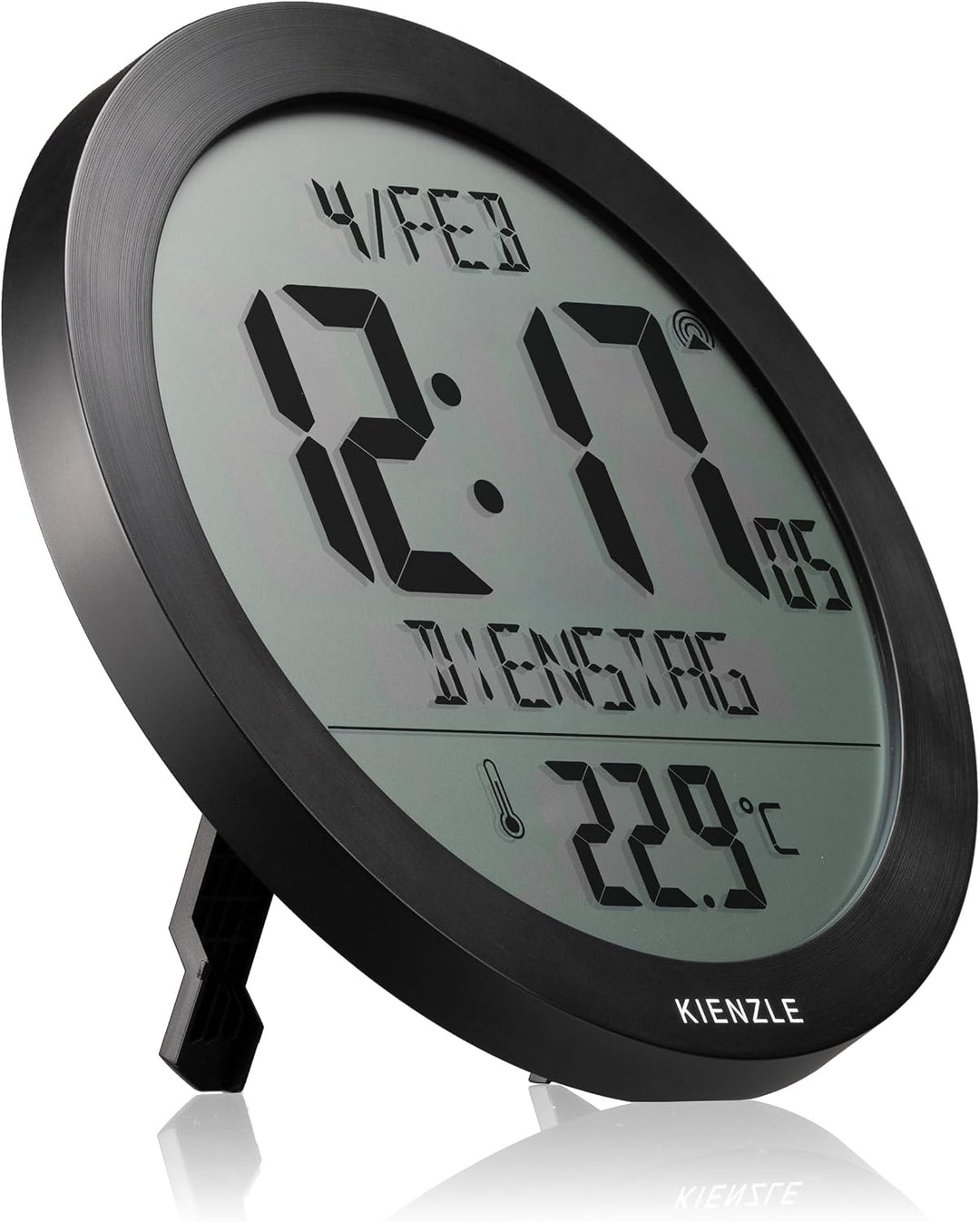 Kienzle DCF Funkwanduhr 18,7 cm mit Innentemperatur schwarz