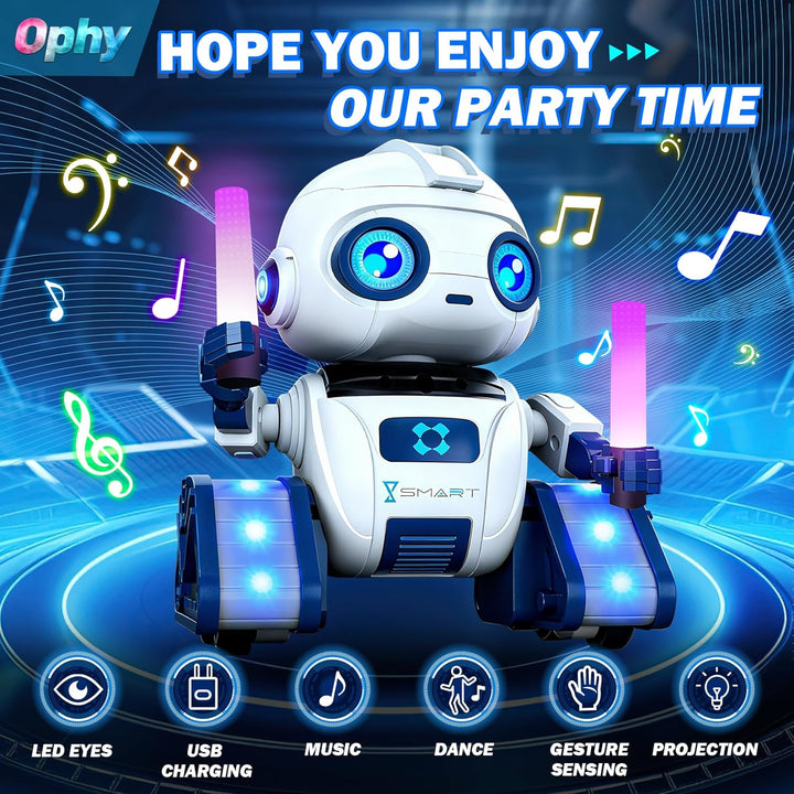 Ophy Roboter Spielzeug für Kinder, Innovative Projektionstechnologie, RC Roboter mit LED-Augen und M